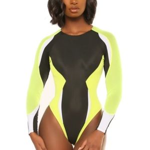 Full throttle swimsuit- neon green, white,  black